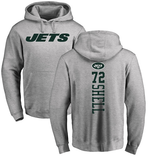 New York Jets Men Ash Brandon Shell Backer NFL Football #72 Pullover Hoodie Sweatshirts